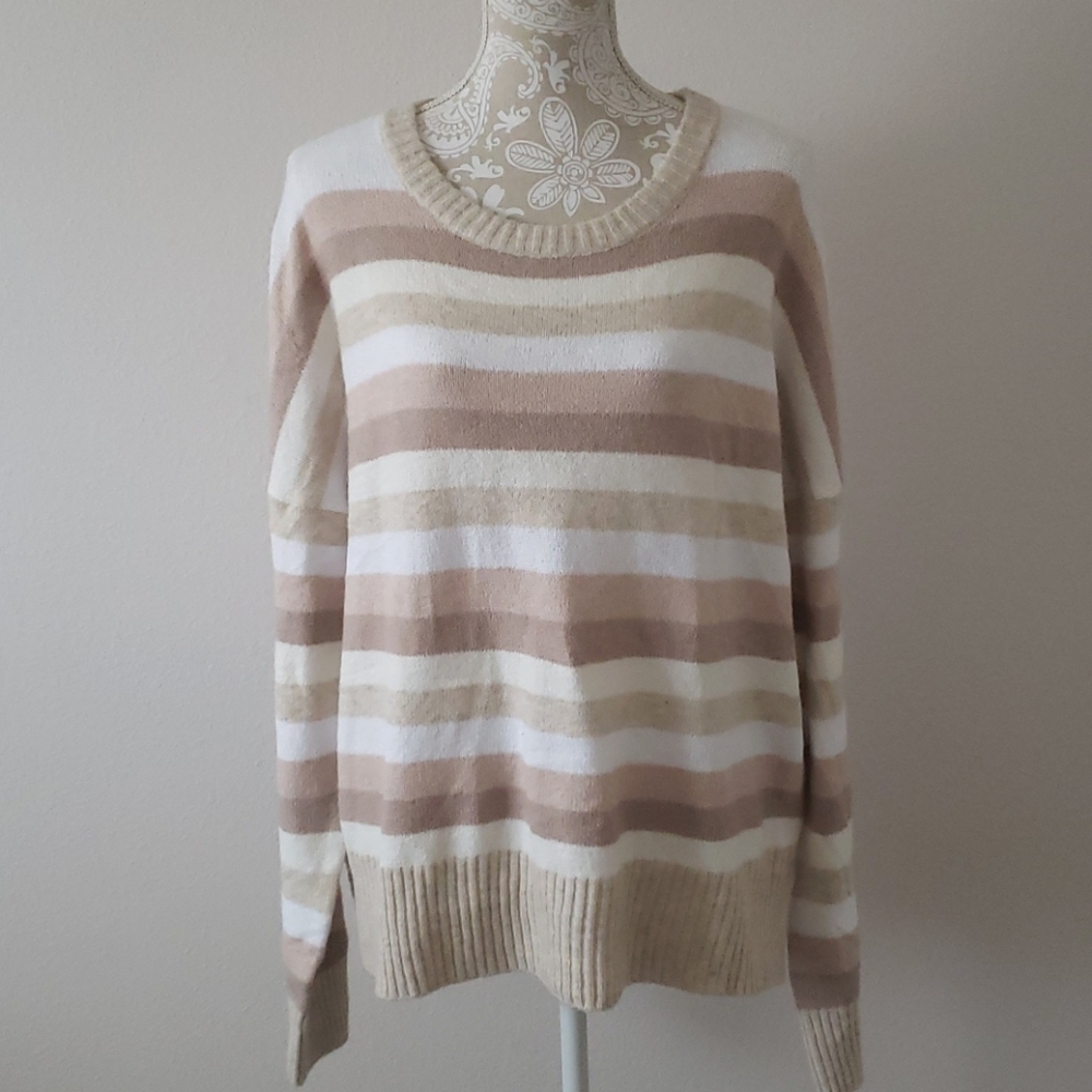 Time and Tru Striped Beige Sweater 3X